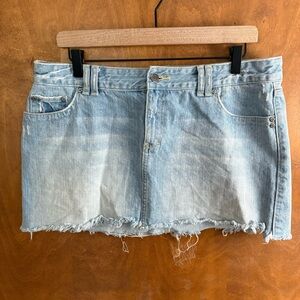 Y2K Aeropostale Vintage Blue Denim Micro Mini Skirt Jean Embroidered Low Rise